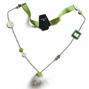 CREATION - OPERA long necklace - Green & White